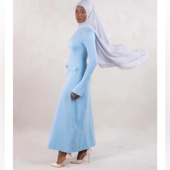 Batul The Collection NWT Talia Baby Blue Modesty Long Sleeve Maxi Dress Large - Picture 4 of 13